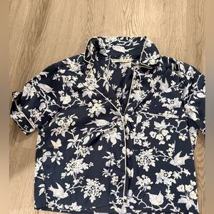 Abercrombie & Fitch Navy and White Floral Sleep Top